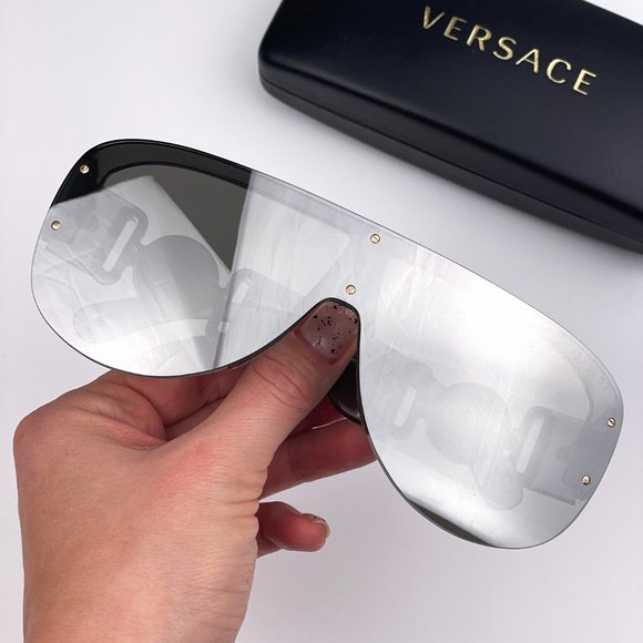 Versace VE4391 311/6G Sunglasses Clear Gray Silver Mirrored Shield Unisex main image 7